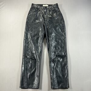Abercrombie & Fitch Ankle Straight Ultra High Rise Denim Faux Leather Sz 25/0s